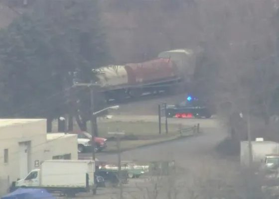 Authorities respond to a train derailment in Van Buren Township in Detroit. (WJBK)