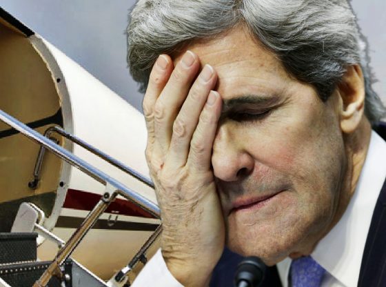 Photo edit of John Kerry and his private jet. Credit: Alexander J. Williams III/Popacta.