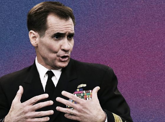 Photo edit of John Kirby, the coordinator for Strategic Communications at the National Security Council. Credit: Alexander J. Williams III/Pop Acta.