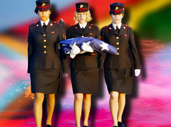Photo illustration of three female Marines. Picryl.
